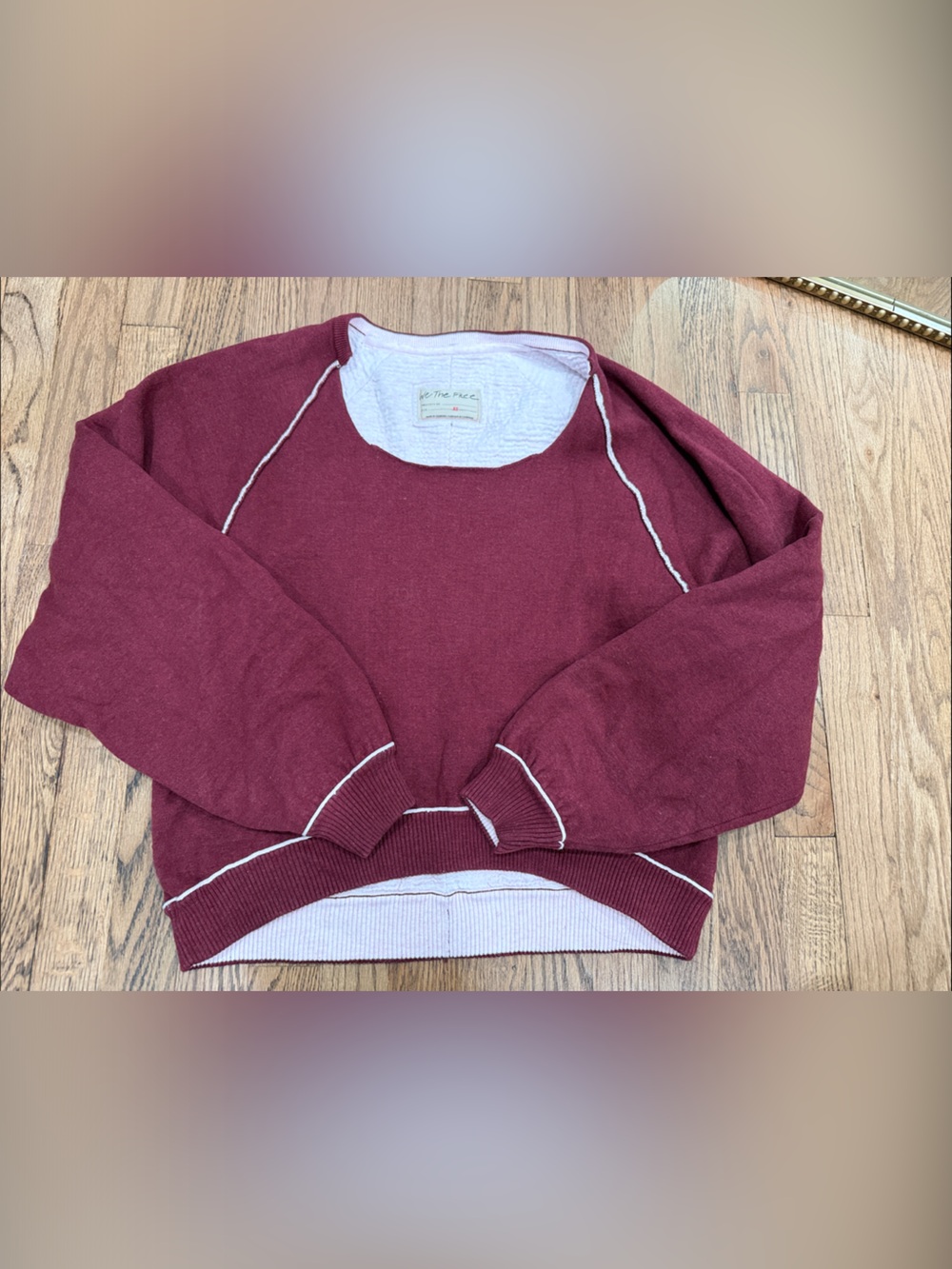 We the Free Midnight PulloverWomen's Burgundy Crewneck Sweater Size XS